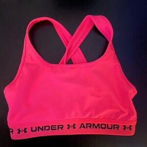 Under Armour Women's Standard Crossback Mid Impact Pink Sports Bra Size medium
